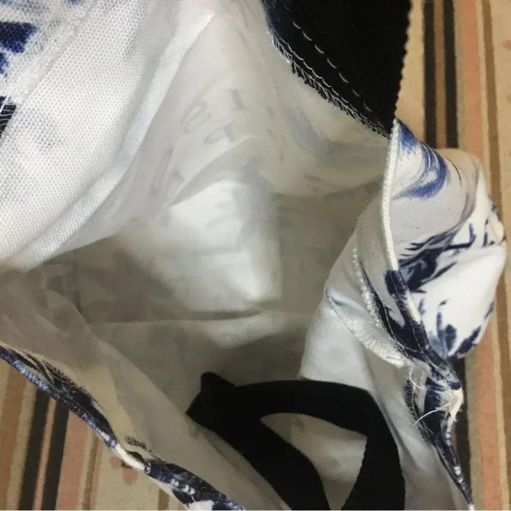 Madison Supply Blue Palm Trees & White Tote Shoulder strap bag new